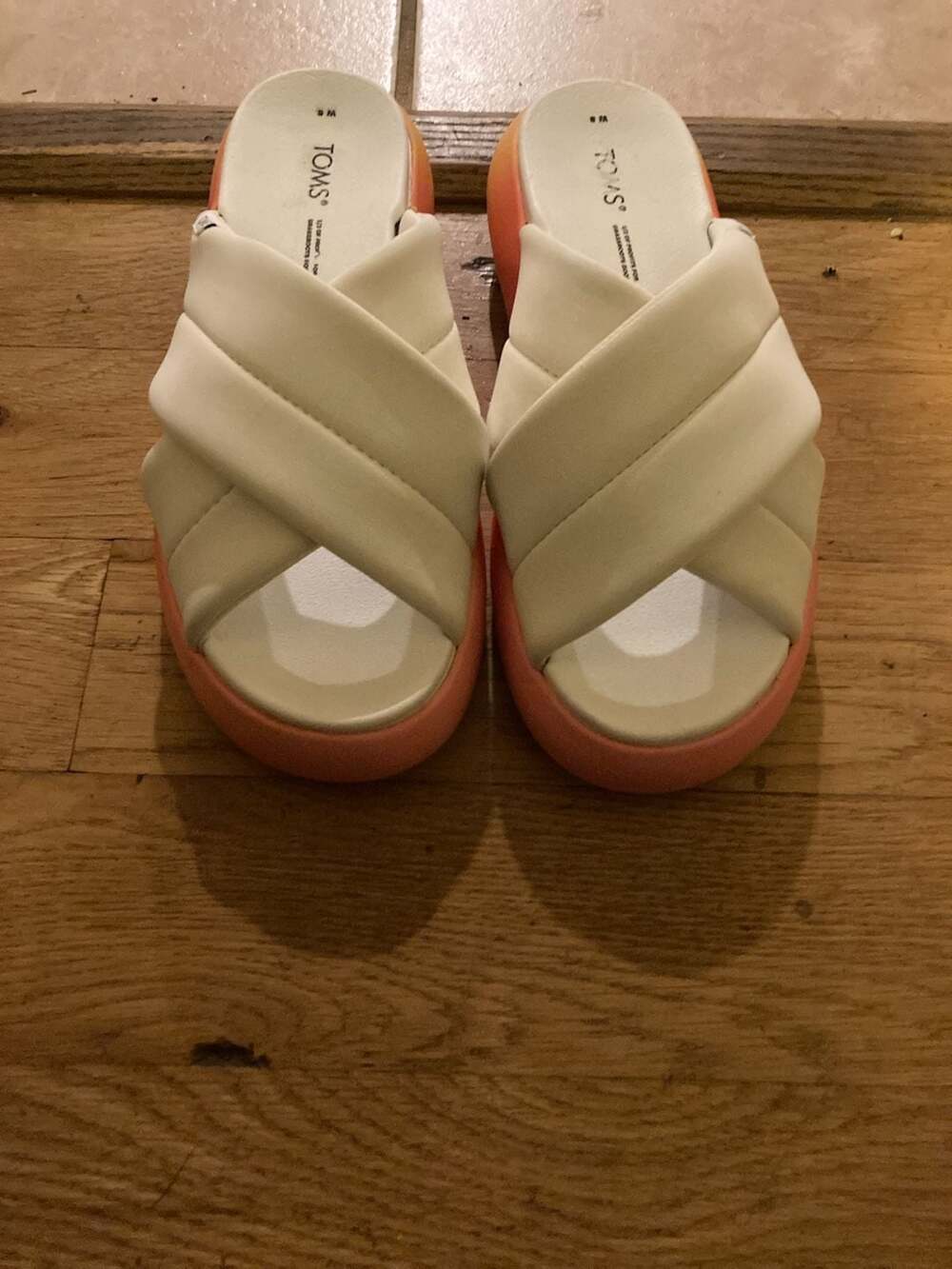 TOMS Alpargata Mallow Crossover Sandals Size 8 White Pink